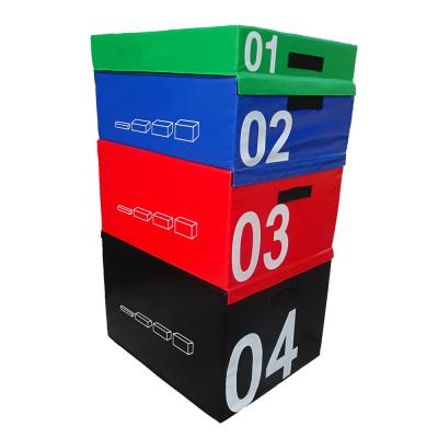 China Fitness Logo Soft Gym Fitness Custom Bodybuilding Plyometric Pop Up Box Stackable Plyo Box Set for sale