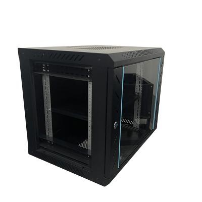 China Modular Server Room Network Cabinet 9U Box Small Wall Mount Cabinets 9U Black Indoor Data Server Machine Assembly for sale