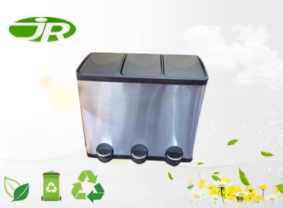 China 60 Liter Pedal Domestic Waste Bins kitchen Waste Bin 3 Compartment for sale