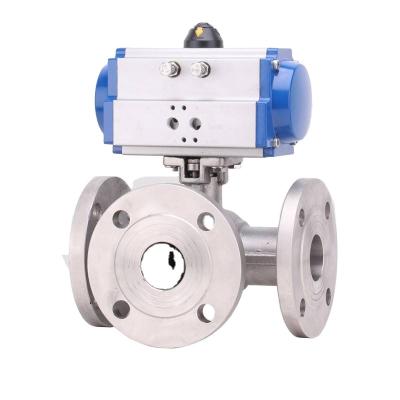 China General Pneumatic Cast Iron Steel Three Way Flange Shunt Reversing Type L Type T Type Ball Valve Reversing Three Way Valve for sale