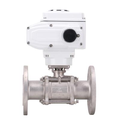 China HGZK 304/316 Stainless Steel Three Piece Deck Ball Flange Water General High Electric High Pressure Switch Valve 2in for sale