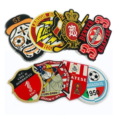 China Machine Embroidery Applique Badges Wholesale Custom Name Logo Iron On Woven Club Patches For Apparel for sale