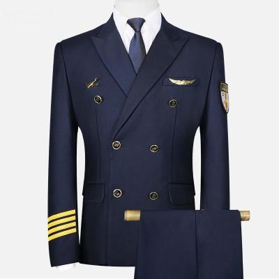 China Uniforme de ceremonia azul oscuro 100% poliéster con pantalones de patas rectas en venta