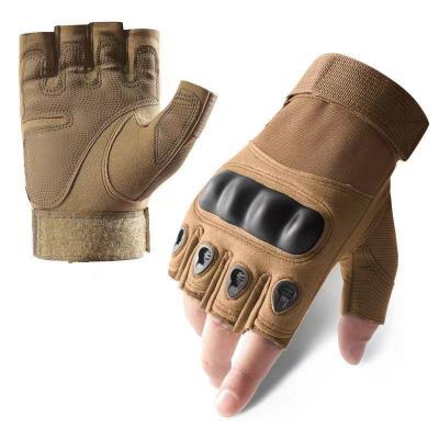 China Hard Knuckle Combat Half Finger Tactical Gloves Shock Resistant For Hiking Shooting for sale