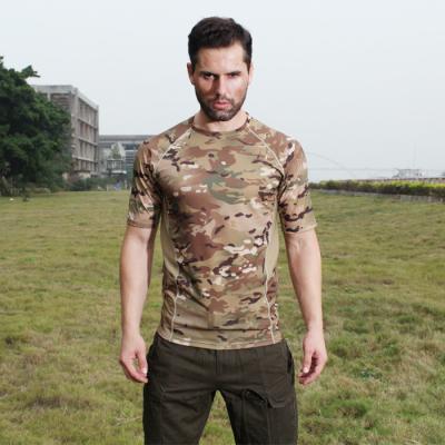 China Men Camouflage Tactical Combat Shirt Short Sleeved Quick Dry Elastic For Outdoor Sports for sale