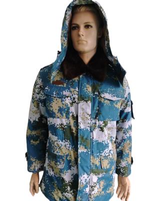 China Tactical Blue Camo Insulated Jacket - Detachable Thermal Liner & Adjustable Waist Strap for sale