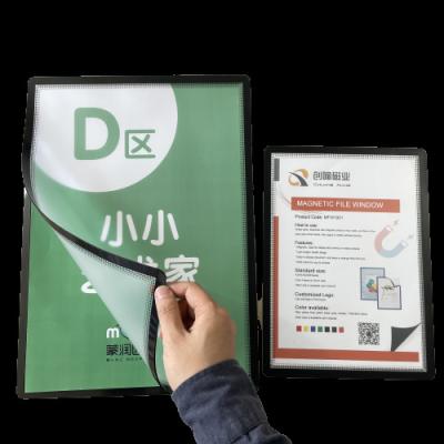 China Black Magnetic A4 Document Holder Double Side Display Document Holder With Removable Adhesive On Backside For Glass Display Folder for sale