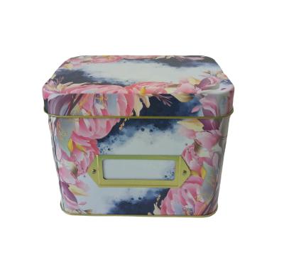 China Recycled Materials Craft Custom Tea Coffee Food Grade Sugar Metal Tin Boxes With Paper Gift Card Holder for sale