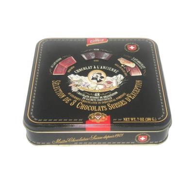 China High Grade Custom Shaped Rectangle Stocked Square Cream Cookies Chocolate Tin Box For Candy Cookies for sale