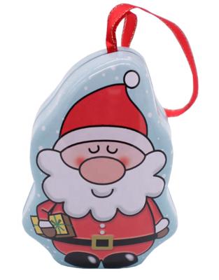 China Custom Private Label Repurposed Santa Claus Snowman Ornament Christmas Candy Tin Box With Ribbon from Materials Factory for sale