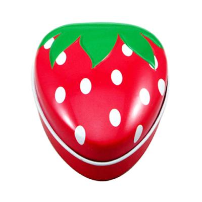 China Recycled Materials Wholesale Price Custom Novelty Food Safe Strawberry Shaped Mint Candy Tin Box for sale