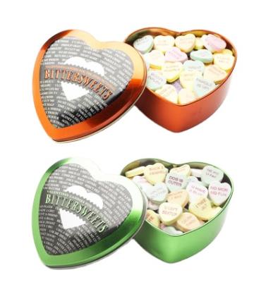 China Recycled Materials Manufacture Custom Hot Sale Food Grade Small Heart Shape Empty Tin Box Small Mint for sale