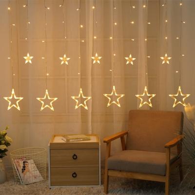 China Christmas LED Curtain Light 138 LED 12 Star String Window Curtain Lights for Party Wedding Indoor and Outdoor Home Wall Decor for sale