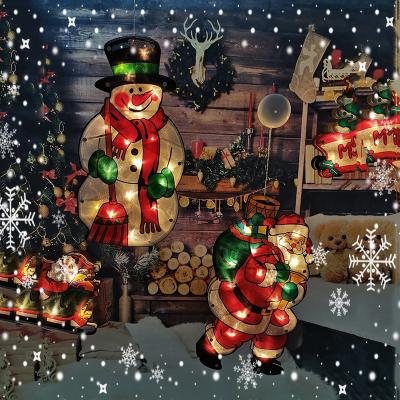 China LED Window Light Christmas Window Hanging Creativependant 3AAA Battery Stage Light Decoration with Santa Snowman Sucker for Shop Mall Home Decor for sale