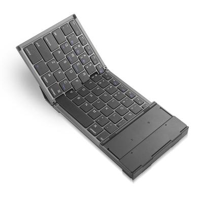 China Wireless 2021 New Stylish Rechargeable Blueteeth Wireless Folding Keyboard Portable Mini Foldable Wireless Blueteeth Keyboard for IPad for sale