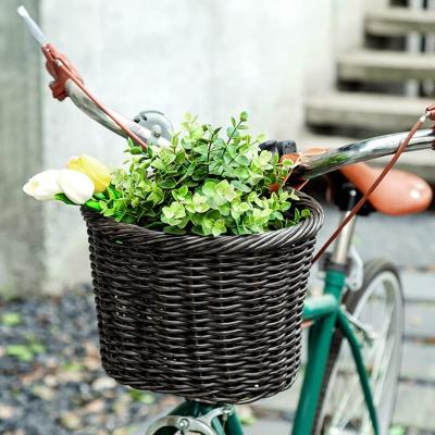 China Sustainable Nordic Sundayhome PP Rattan Hanging Vintage Kids Flower Bike Storage Basket for sale