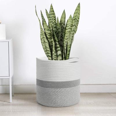 China Eco-Friendly Pastoral Rope Basket Cotton Sundayhome Hanging Planter Indoor Planter for sale