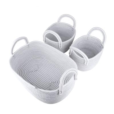 China Sundayhome Eco-Friendly Collapsible Set Of 3 Baskets For Gifts Cotton Rope Basket for sale