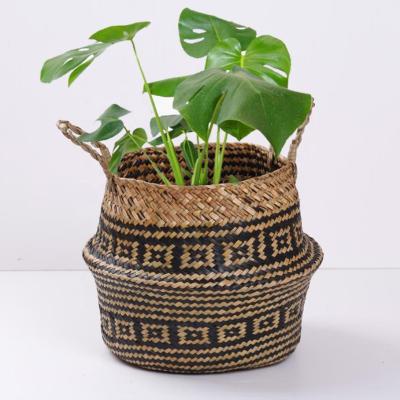 China Multifunctional Natural Straw Seagrass Laundry Hanging Basket Planters Light Weight 100% Handmade for sale