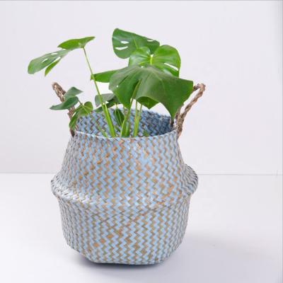 China Sundayhome Lightweight Moroccan Folding Water Hyacinth Woven Natural Seagrass Storage Moroccan Plant Basket for sale