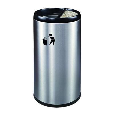 China 50L PP Sustainable Plastic Inner Bin Stainless Steel Open Top Trash Cans Ground Ash Barrel for sale