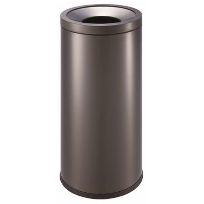 China Sustainable New Arrival Round Fingerprint Proof Waste Bin 50L Standing Open Top Garbage Container for sale