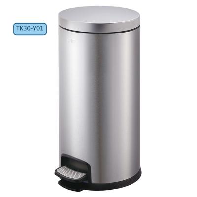 China Durable 30L Pedal Foot Proof Hotel Rectangular Or Round Fingerprint Trash Can For Office Buildings for sale