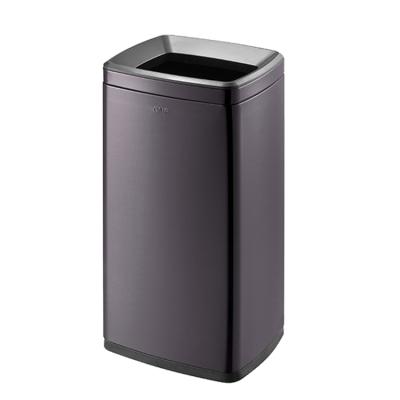 China Sustainable Black Stainless Steel Waste Bin 25L Rectangular Open Top Rubbish Bin for sale