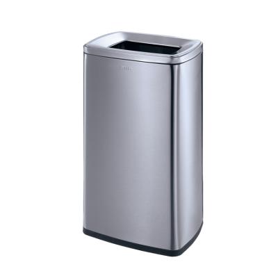 China Sustainable Black Stainless Steel Waste Bin 25L Rectangular Open Top Rubbish Bin for sale