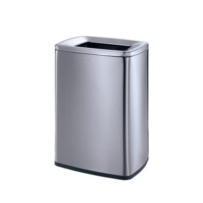 China Sustainable Black Stainless Steel Waste Bin 20L Rectangular Open Top Rubbish Bin for sale