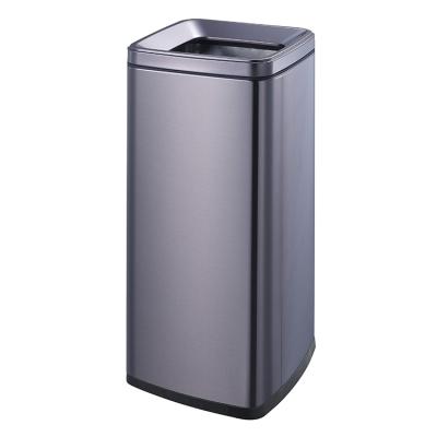 China Sustainable Square Stainless Steel Trash Can 23L Dual-configuration Waste Bin Open Top Trash Can Ash-Trash Can for sale