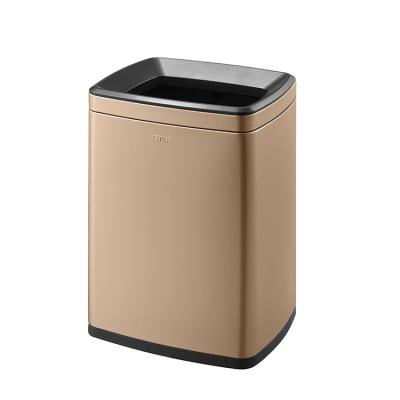 China Hotel Kitchen Viable Fingerprint Proof Trash Can 15L Dual-configuration Room Trash Can Open Top Waste Bin for sale