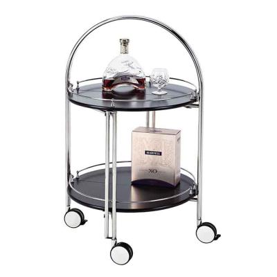 China Two-Deck Modern Style Metal Stainless Steel Frame Food Service Trolley Foldable Panel Hoop, Folding Hoop Serving Trolley NC; GUA for sale