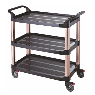 China Hotel Black Gray Plastic Hotel Restaurant Utility Food Serving Cart Serving Cart for sale