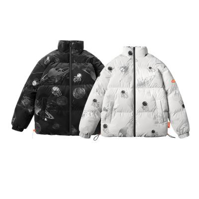 China Custom Viable Winter Outdoor Stripper Plus Size Mens Bubble Jackets Coat For Mens College Padded 2022 All Over Print 3XL 4XL 5XL 6XL for sale