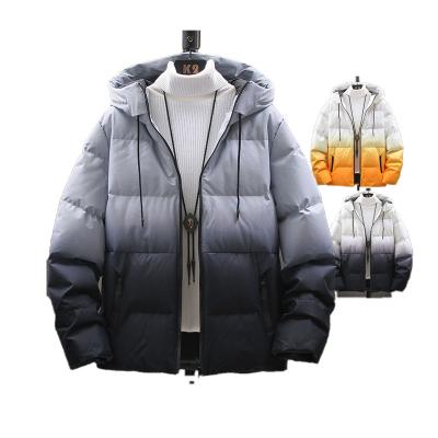 China Mens Winter Apparel Sustainable Tie Dye Gradual Change Color Anorak Padded Bubble Jacket Coats for sale