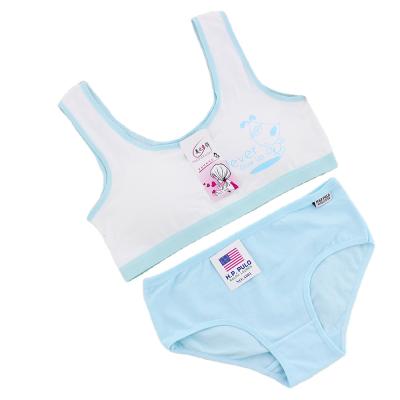 China Girls Breathable No Steel Ring Underwear Set Thin Dog Cartoon Printed Type Cotton Sports Bra Underwear Vest Set for sale