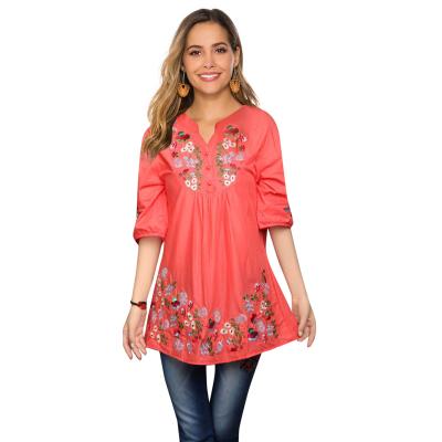 China Mexican national floral women's retro anti-pilling embroidery shirt hippie mini skirt popular foreign trade clothing for sale