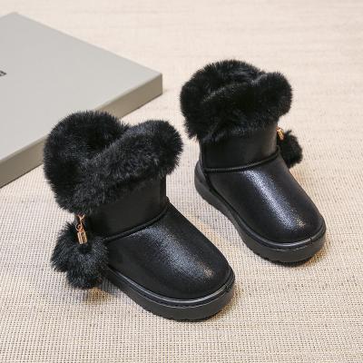 China CUSHIONING Snow Boots Children's Shoes, Three Colors Cotton Shoes Brown Fur Keep Warm And Velvet for sale