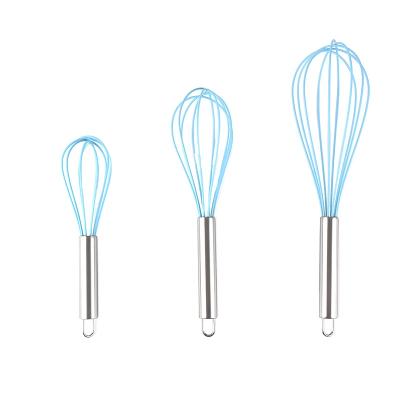 China Viable Egg Beaters Set 3 Pcs Shaking Silicone Utensil Set Manual Mixer Egg Beater For Baking for sale