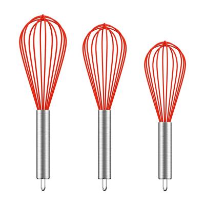 China Viable Silicone Beater Sets 3 PCS Bakeware Rustproof Metal Beater With Silicone Egg Beater Set for sale