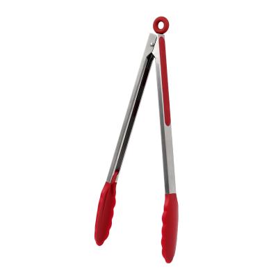 China 12 Inch BBQ Food Tongs Viable Tongs Cooking Silicone Stainless Steel Kitchen Silicone Tongs for sale