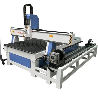 China 1325 CNC Router 4 Axis Wood Working Rotary Woodworking 3d Wood Carving Engraving Machine For Cutting Wood Milling MDF With Side Rotary Axis for sale