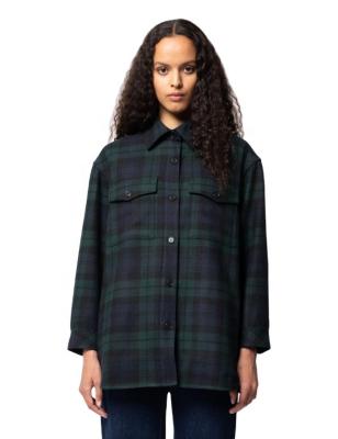 China OEM Wholesale Anti-pilling Turn Down Loungewear 100% Long Sleeve Collar Cotton Plain Checked Women Overshirt for sale