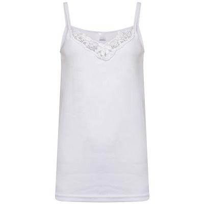 China Women's 100% Cotton Lace Trim Plain Anti-Shrink In Summer Vests for sale