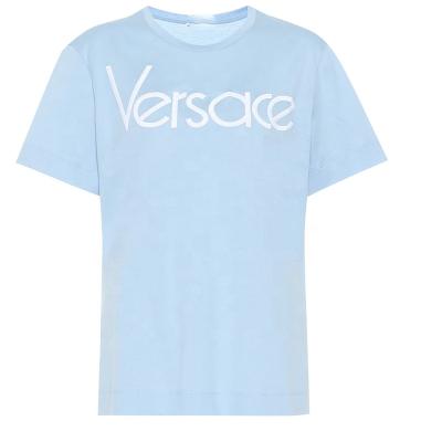 China Wholesale Anti-Shrink Casual-Fit Soft Blue Tone Logo-Printed Organic Cotton Women's T-Shirts for sale