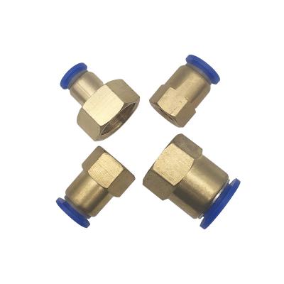 China Brass Blue Pneumatic Button Connector Hotels PCF Female Wire Plug Quick Type Air Hoses Connector for sale