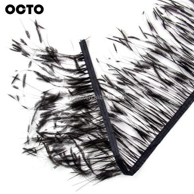 China Dress Accessories Dress Skirt Shoes Handbag Accessory 10-15cm White Black Ostrich Burnt Feather Fringe Trimming Lace for sale