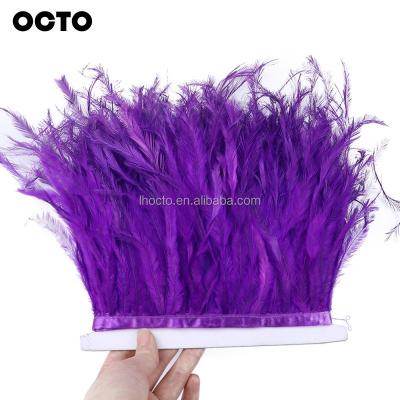 China Dress Accessories Costume Sewing 10-20CM Dyed Color Bleached Emu Feather Fringe Trim Satin Ribbon Trimming Lace for sale