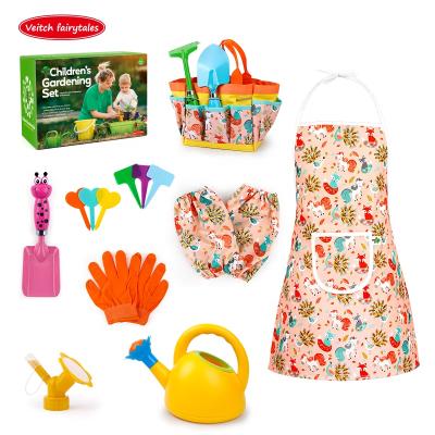 China Veitch Fairy Tales Child Gardening Equipment Set Pastoral Apron Watering Can Shovel Preschool Play Toy Gift For Girl Boy Outdoor Tool Garden for sale